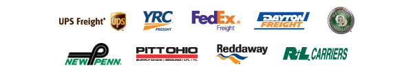 UPS Freight, YRC Freight, FedEx Freight, Dayton Freight, Old Dominion Freight Line, New Penn, Pitt Ohio, Reddaway, RandL Carriers