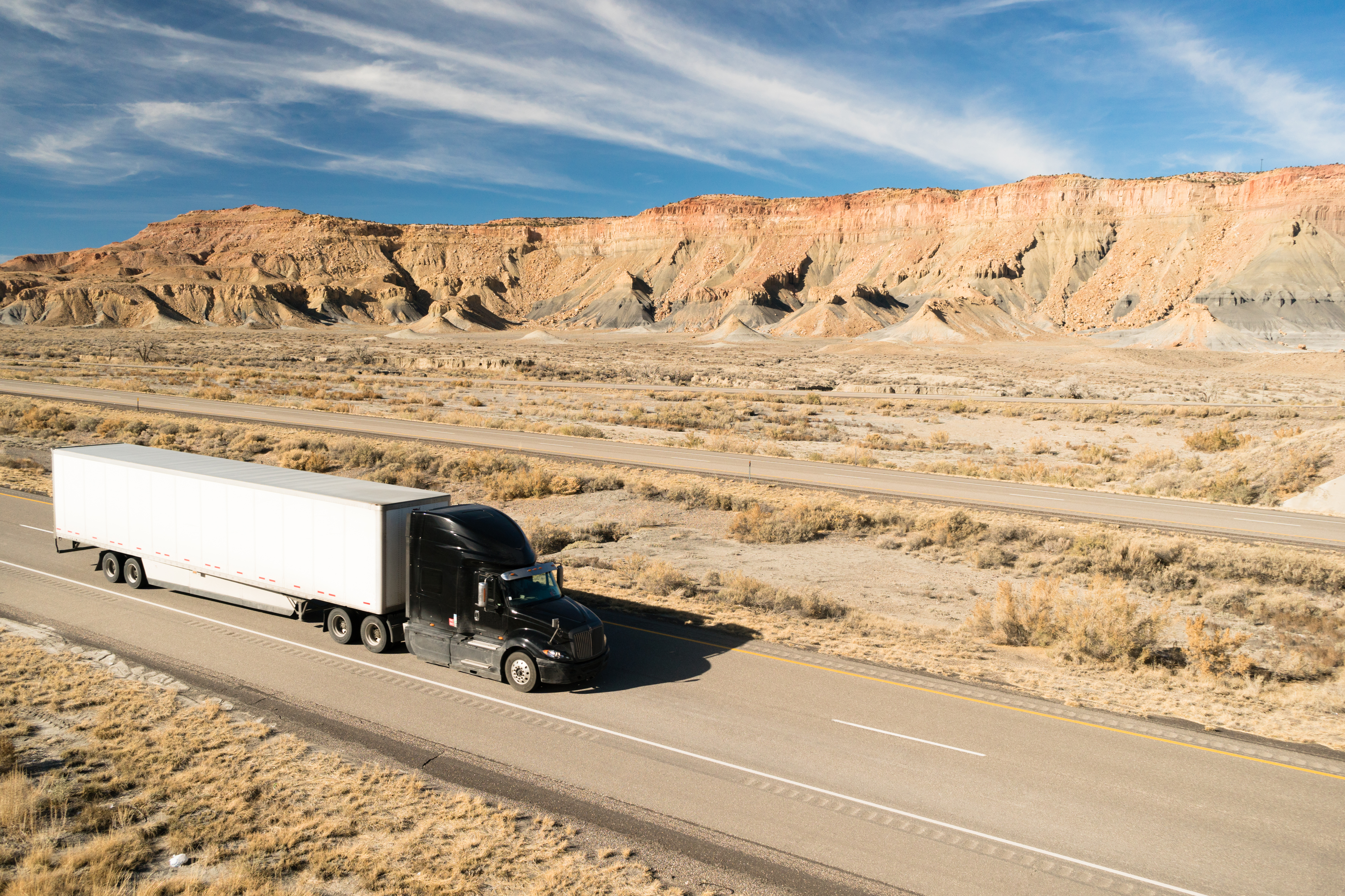 Truck driving on highway