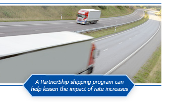 A PartnerShip shipping program can help lessen the impact of rate increases